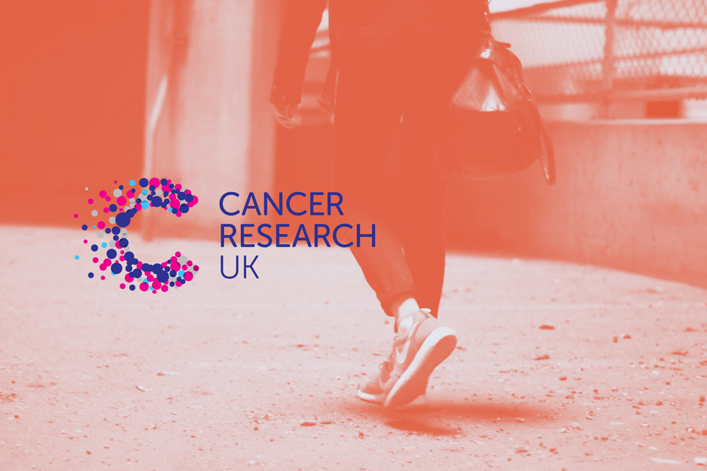 Cancer Research UK on orange background