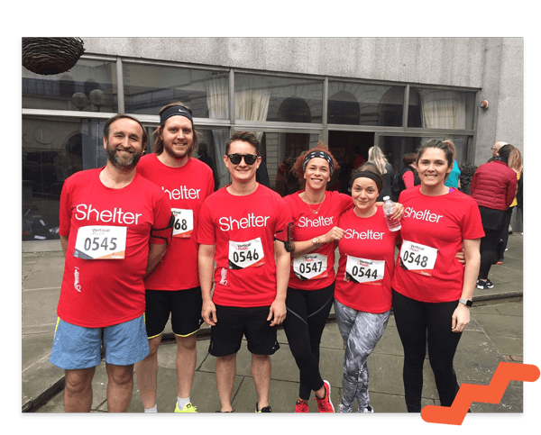 Harvest team ready to run for Shelter's event, helping the homeless