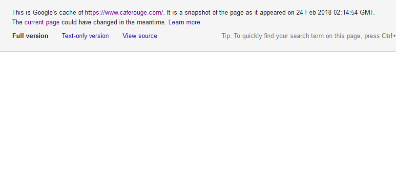 a screenshot from google search console showing that cafe rouge cannot be displayed and the site is not crawlable