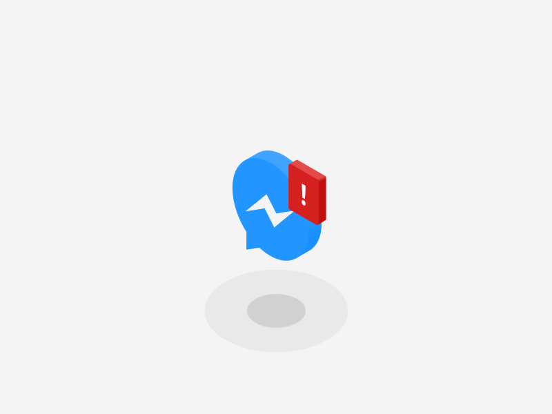 Facebook messenger symbol with exlamation mark icon