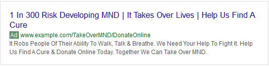 A typical Google Ad to Help to Find a Cure